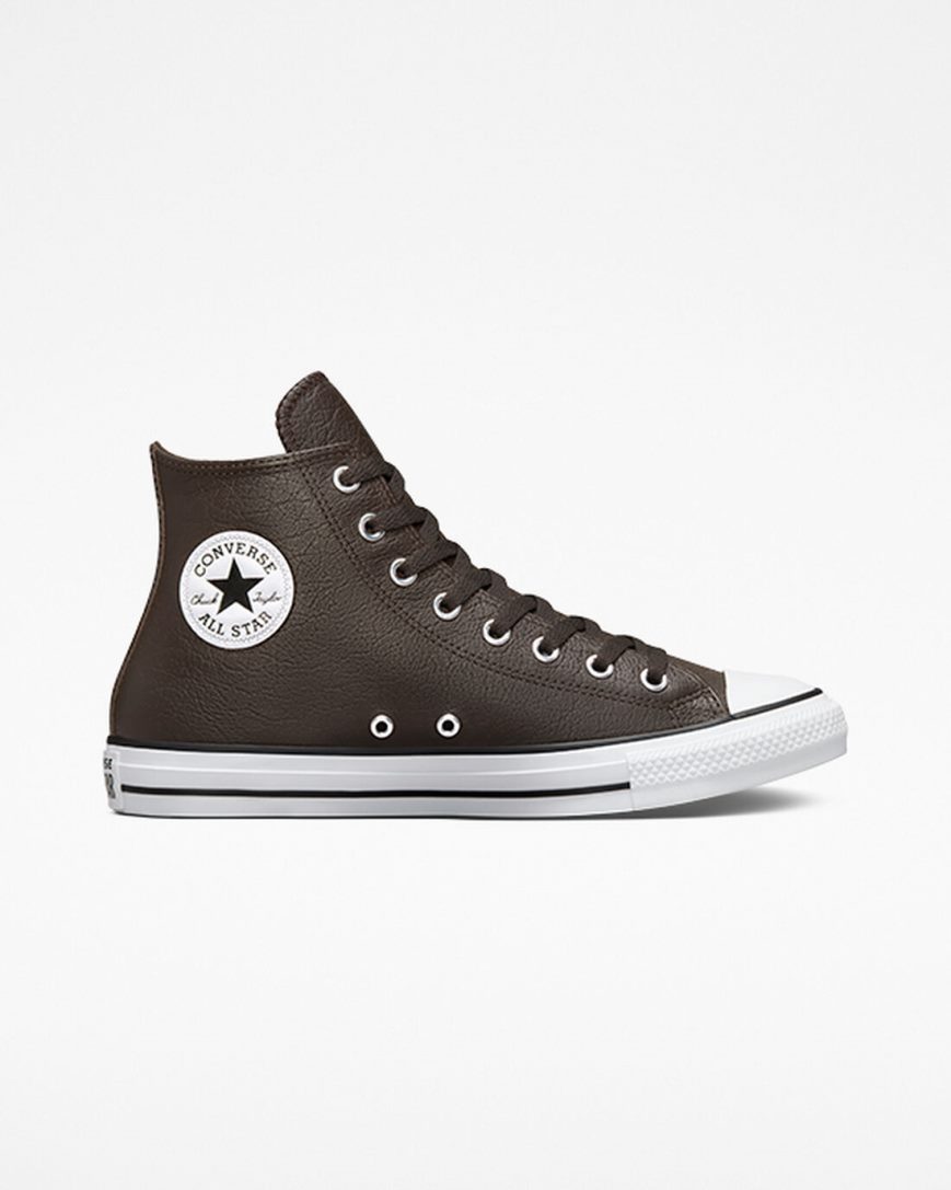 Tenisky Vysoke Converse Chuck Taylor All Star Tumbled Kozene Panske Hnede Biele Čierne | SK UHIJQ5